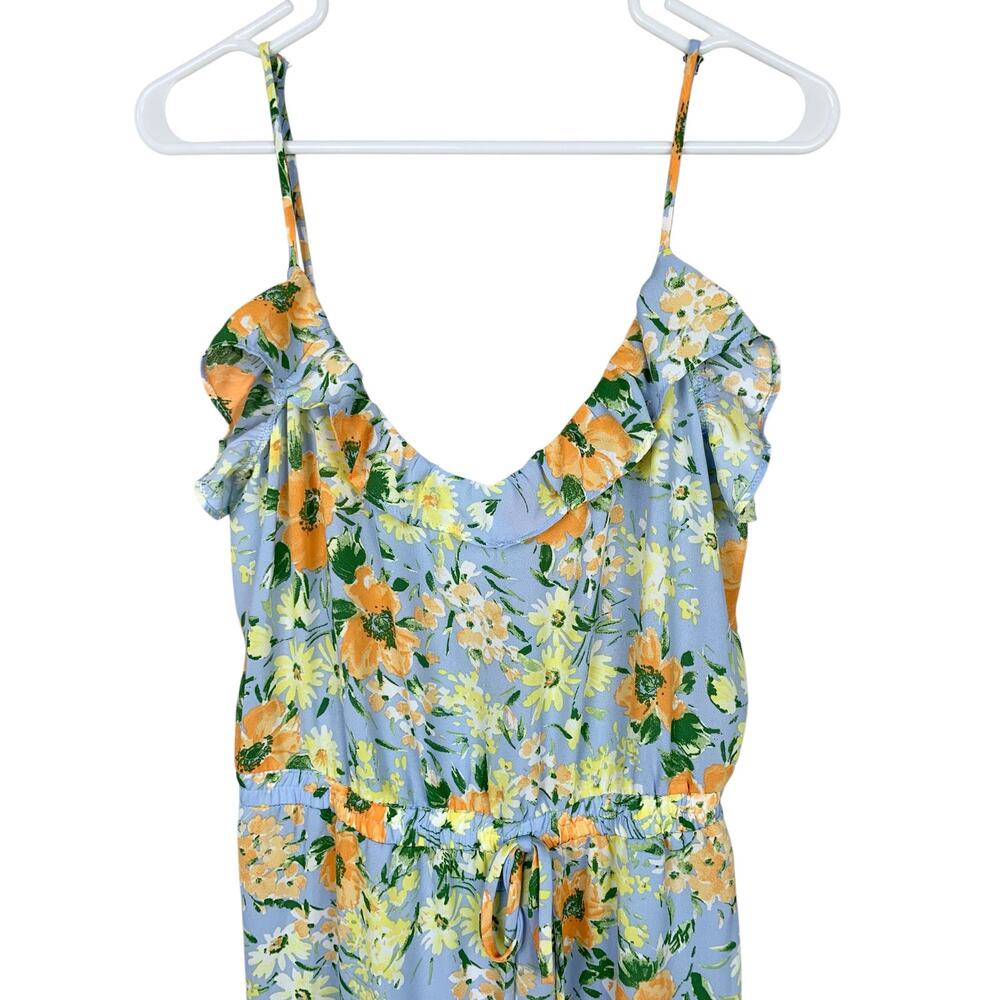 Sienna Sky Ruffle Midi Dress Blue Floral Summer Sundress Women's L - Picture 3 of 9